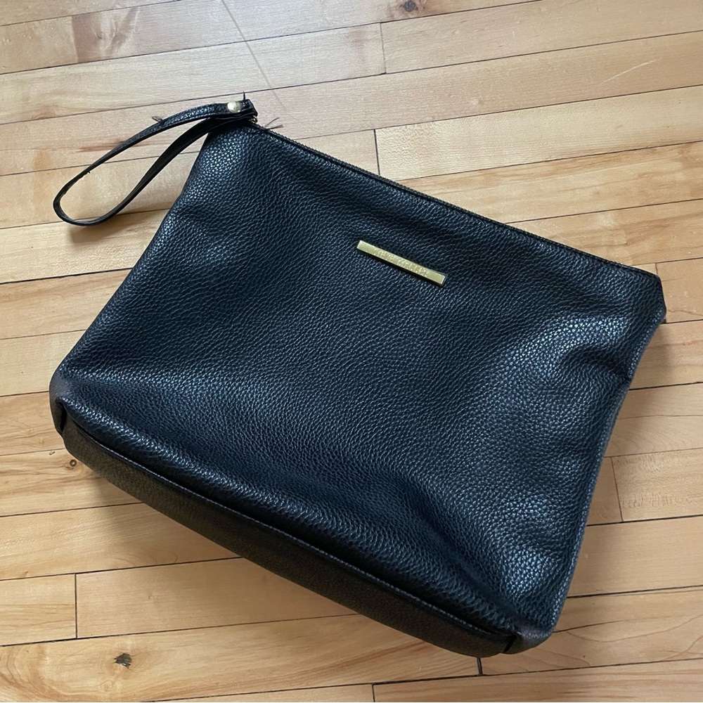 Black Leather Wristlet Pouch